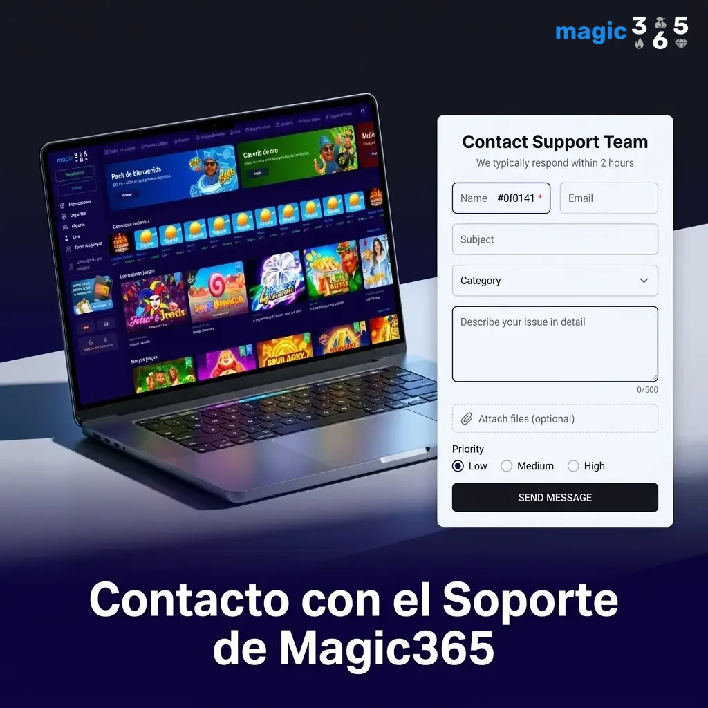 Soporte de Magic365: chat en vivo, correo y centro de ayuda para resolver problemas con depósitos y pagos.