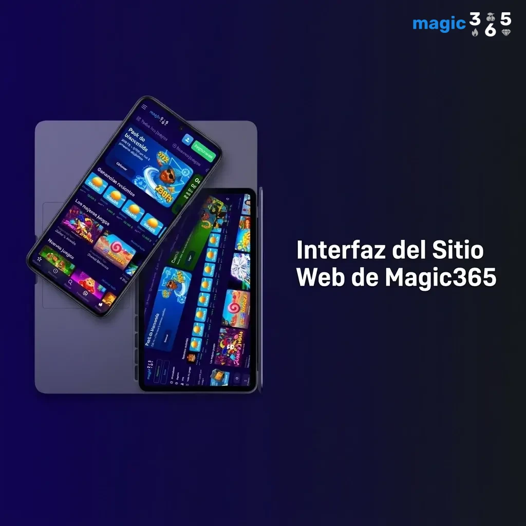 Interfaz del sitio web de Magic365 con barra de navegación que incluye Deportes, Casino, eSports y Promociones