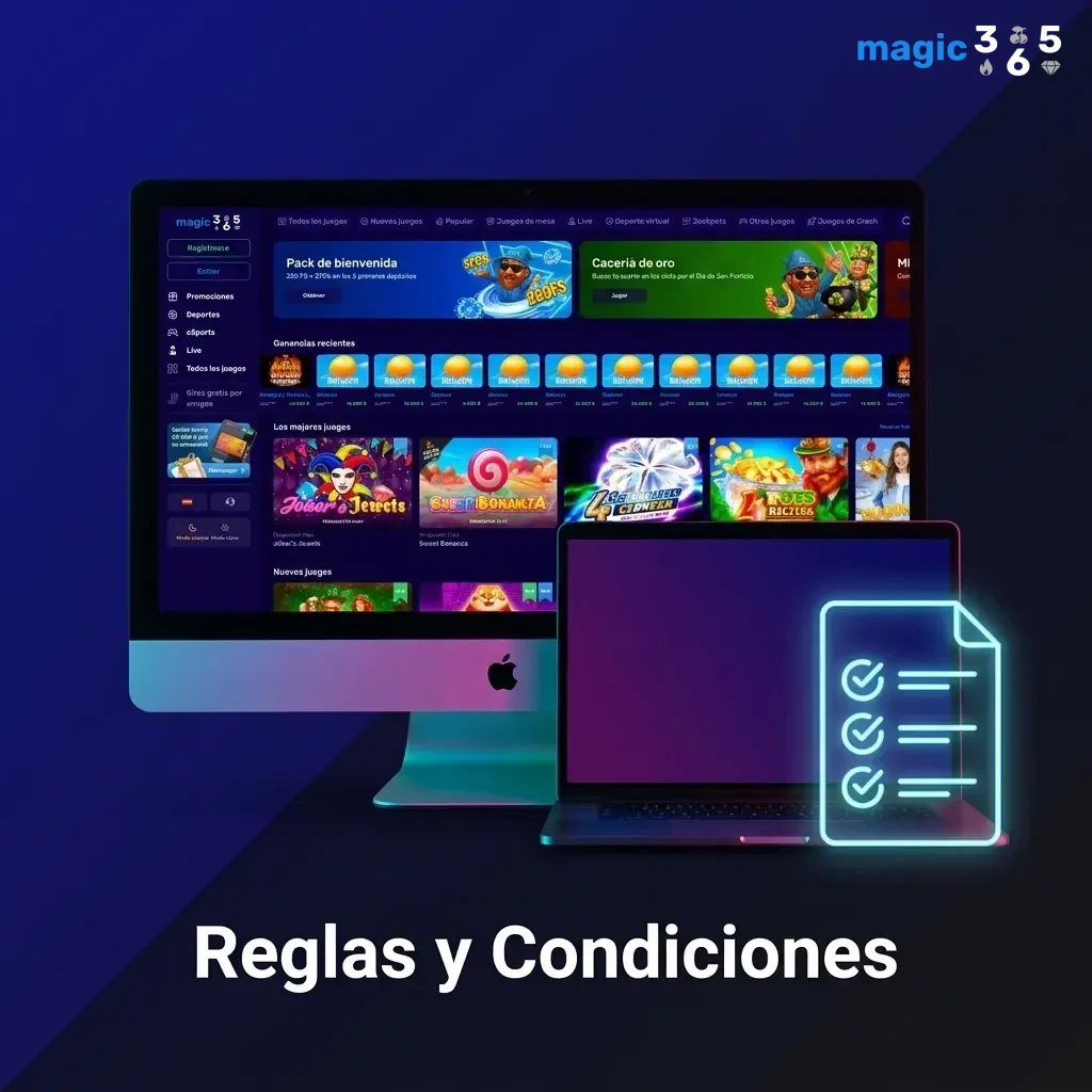 Reglas y condiciones de uso de Magic365 para usuarios de Argentina: edad mínima, bonos y retiros.