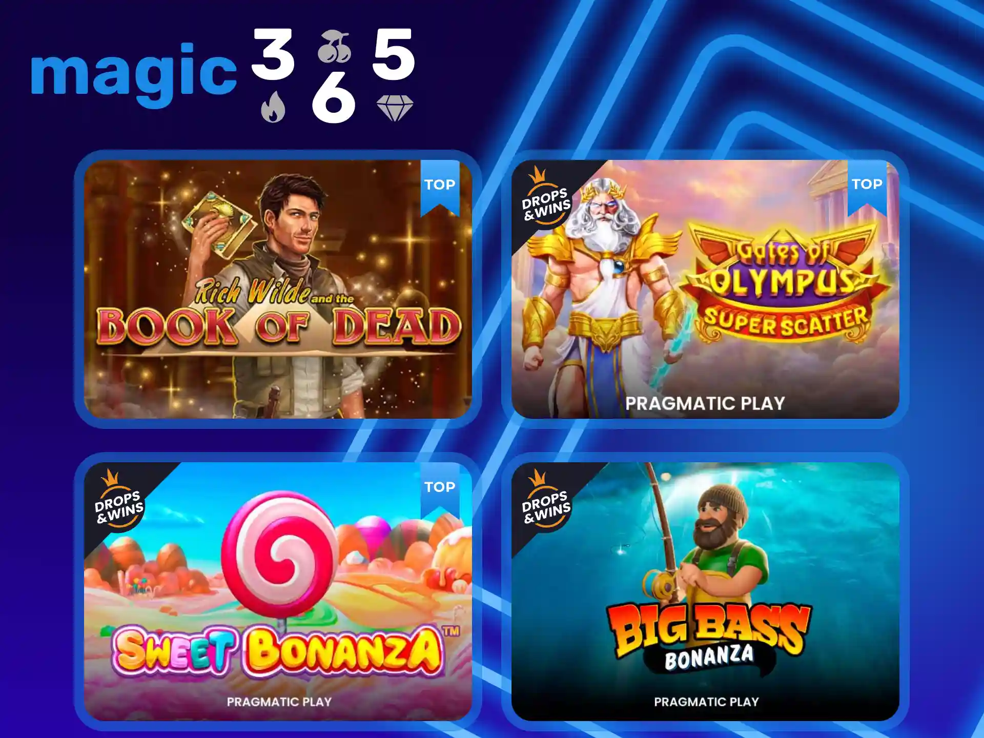 Magic365 te ofrece una amplia gama de juegos de tragamonedas para jugar en línea.