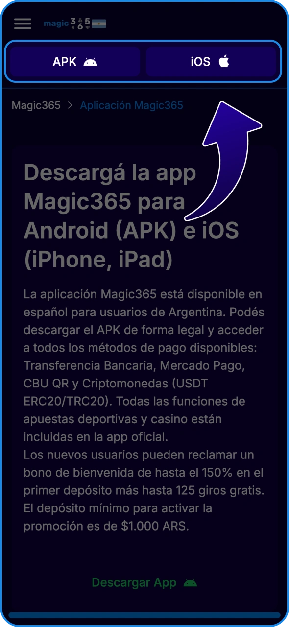 Descarga la aplicación Magic 365 para Android o iOS.