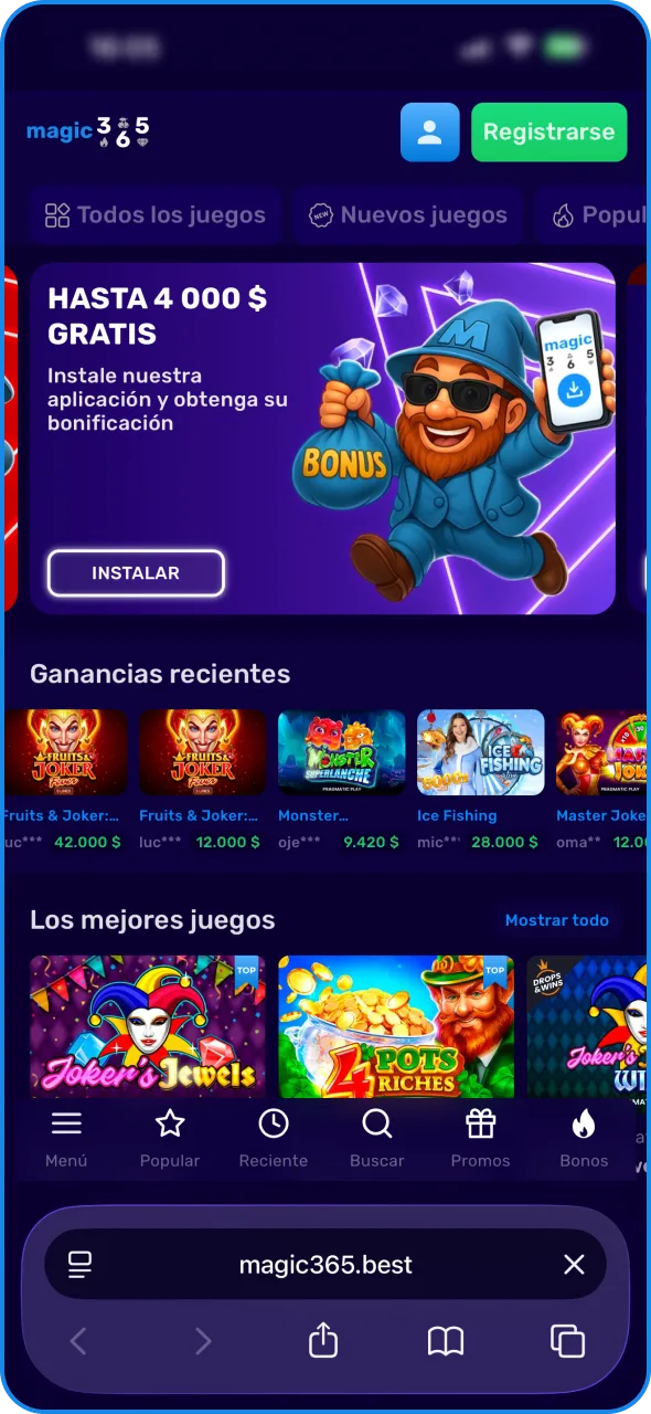 Abre el enlace de descarga de Magic365 para iOS en tu navegador Safari.