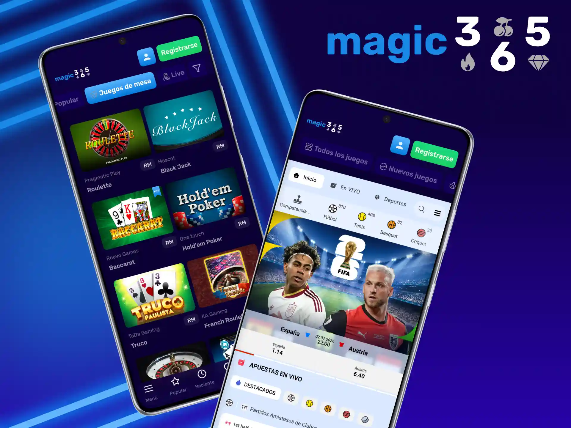 La aplicación Magic365 se puede instalar en varios dispositivos Android.
