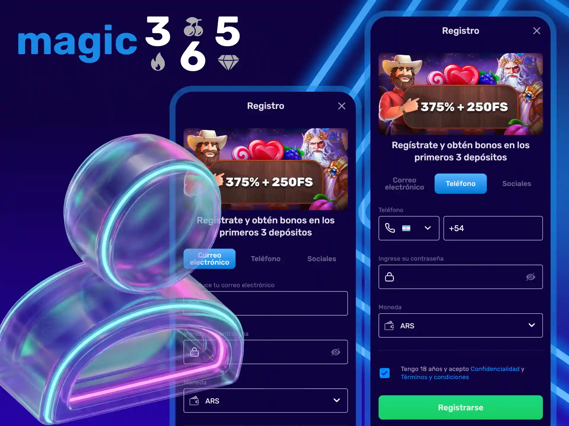 Puedes crear fácilmente una nueva cuenta en la aplicación Magic365.