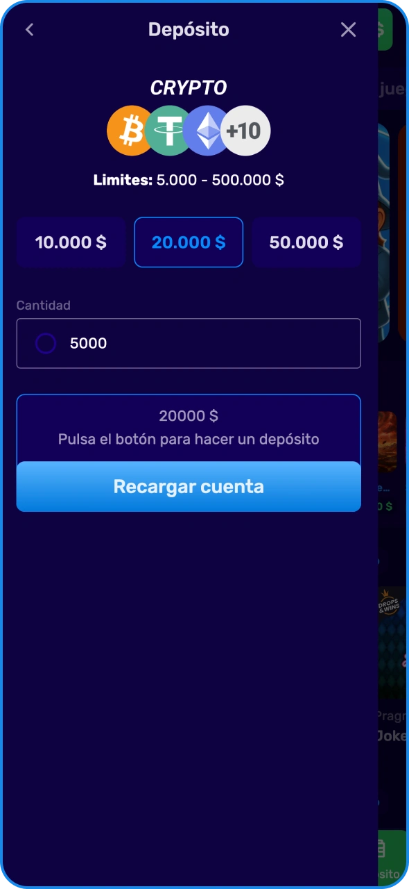 Realiza un depósito para activar el bono en Magic365.