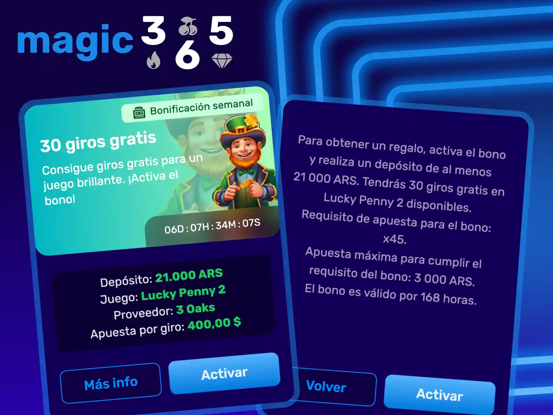 Recibe giros gratis por jugar a un título específico en la plataforma Magic365.