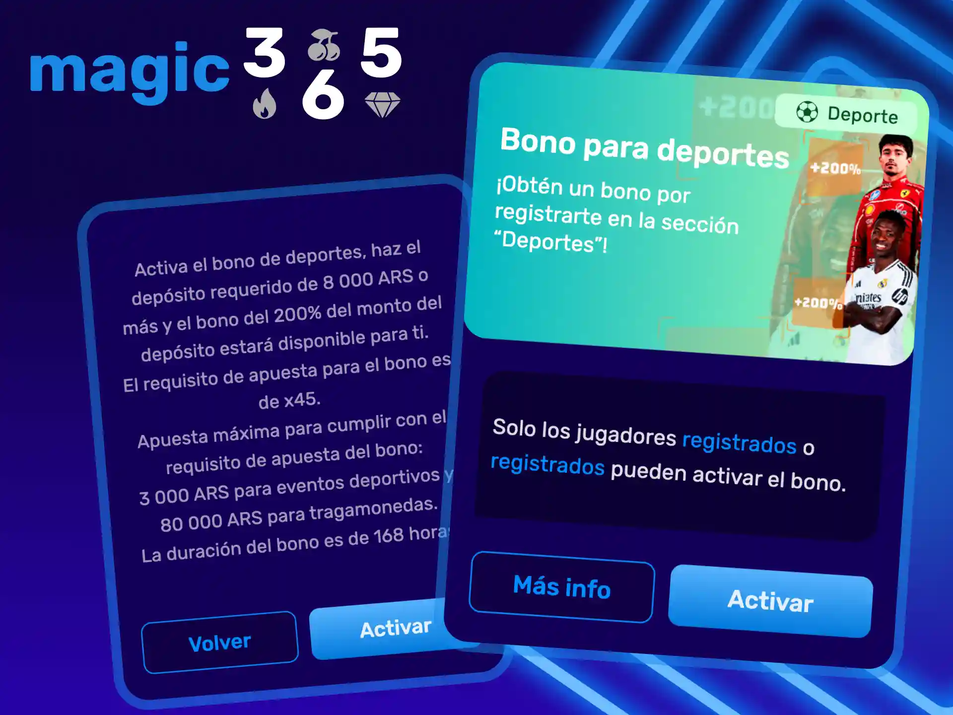 Realiza tu primer depósito para apuestas deportivas y obtén un bono de Magic365.