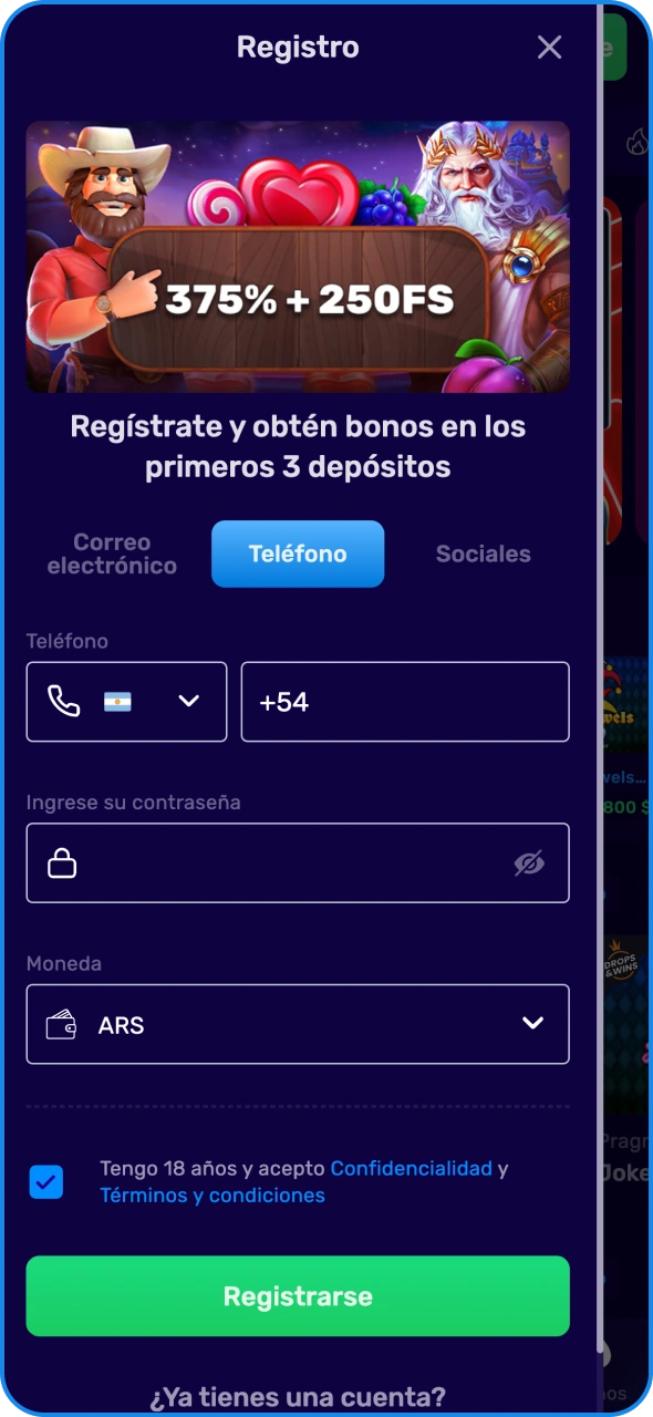 Crea una nueva cuenta en la plataforma de apuestas Magic365.