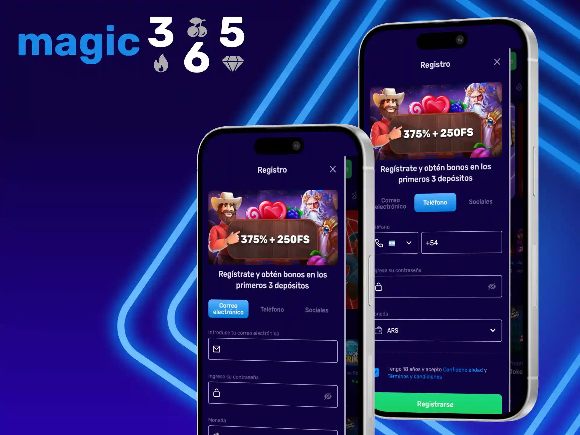 Puedes crear tu cuenta a través de la aplicación Magic365.