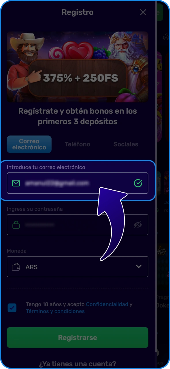 Introduce tu información personal en el formulario de registro de Magic365.