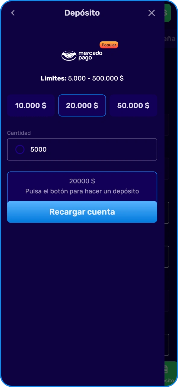 Realiza tu primer depósito para empezar a apostar en la plataforma Magic365.