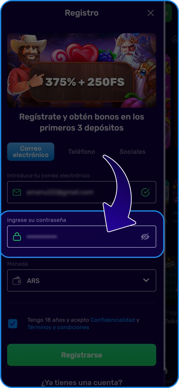 Crea tu nombre de usuario y una contraseña segura en Magic365.