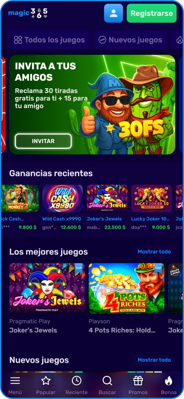 Acceda a la plataforma oficial del casino Magic365.